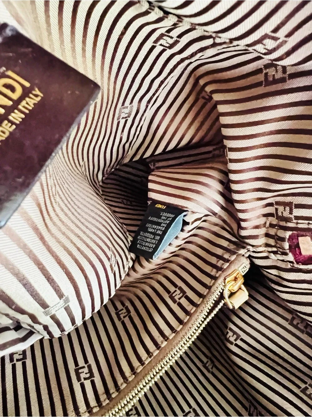 Fendi beige polished satchel